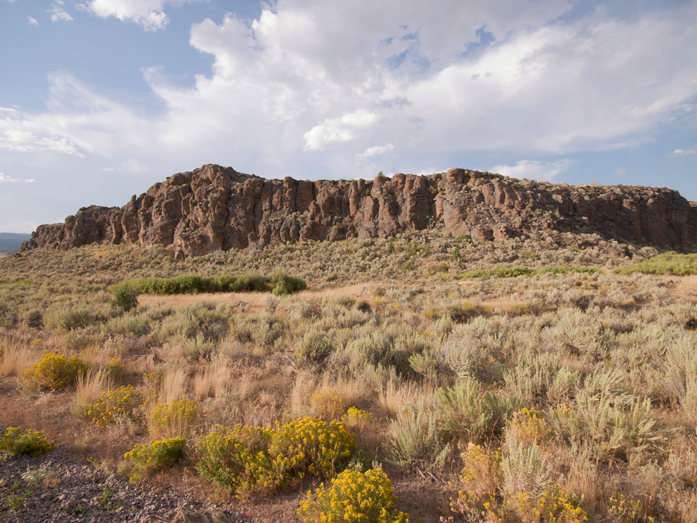 Fields and rock formations in rural Idaho