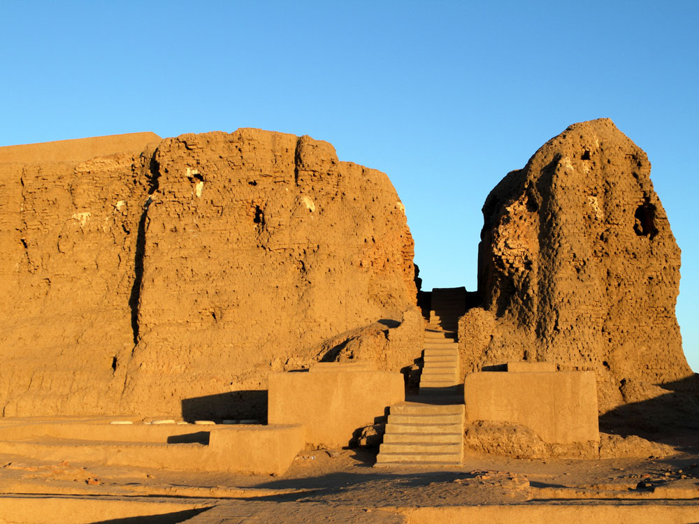 A picture of ancient stairs carved into sandstone 