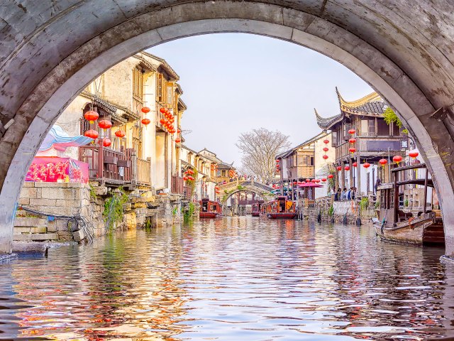 View from canal in Suzhou, China