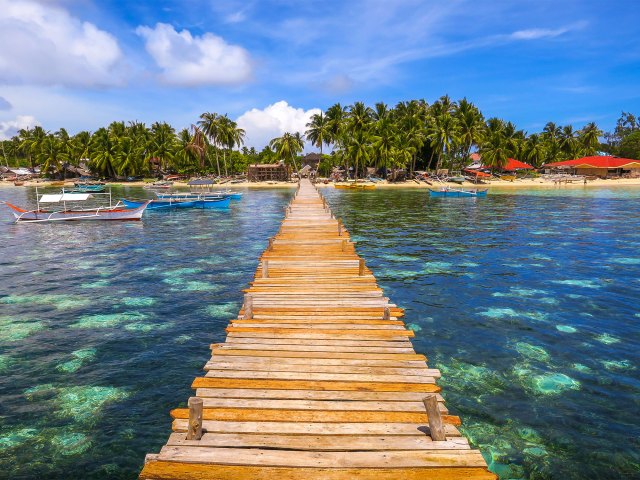 View from end of dock toward island of Mindanao in the Philippines