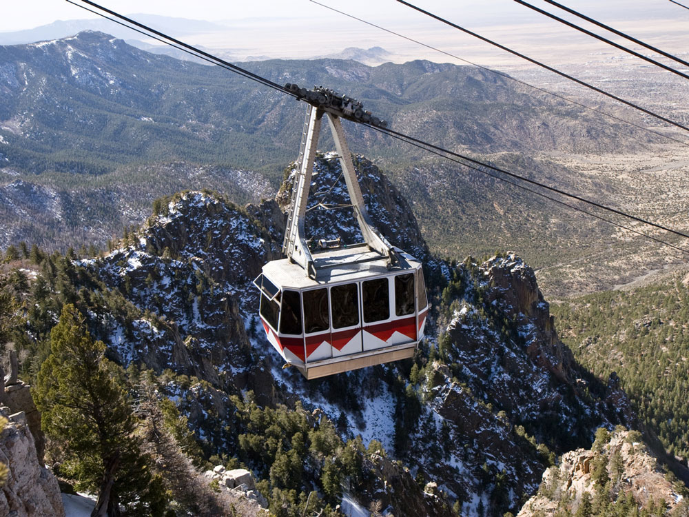 Sandia Peak Aerial Tramway in Albuquerque, seen from above