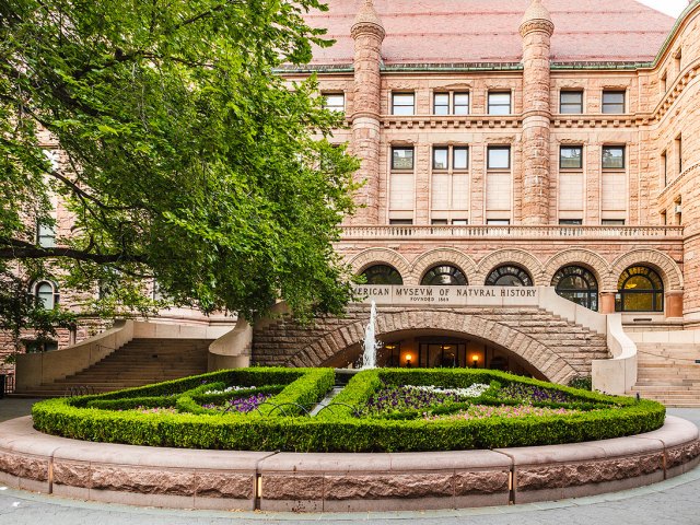 Fountain and gardens fronting the American Museum of Natural History in New York City