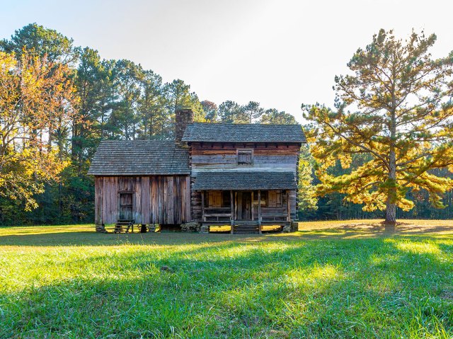 Historic timber structure along the Trail of Tears National Historic Trail