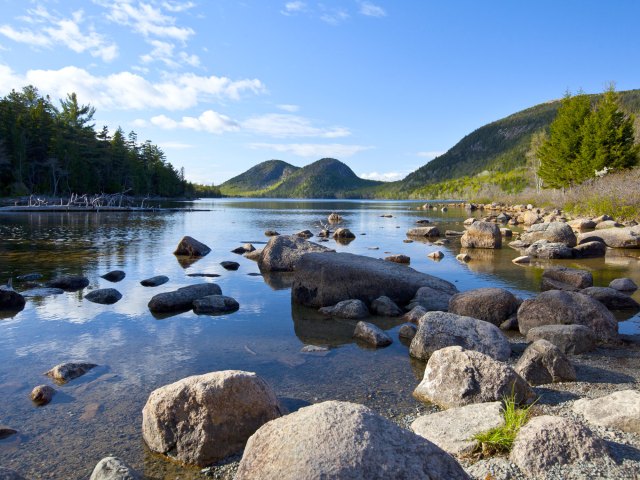 Lake with clear waters in Bar Harbor, Maine