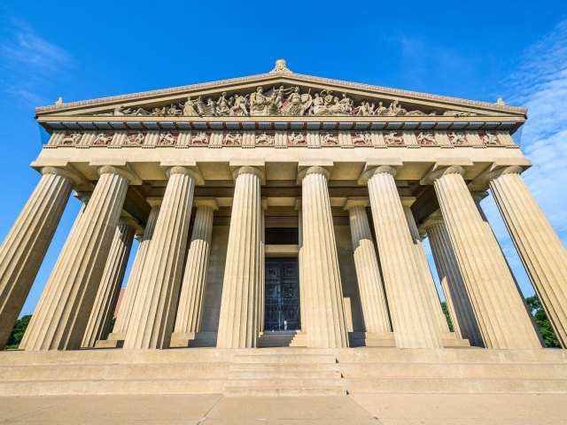 Steps leading to the Nashville Parthenon in Nashville, Tennessee