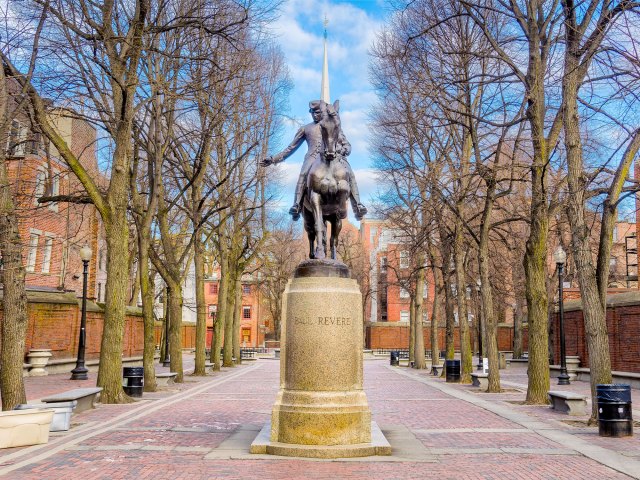 Statue of Paul Revere on Boston Freedom Trail