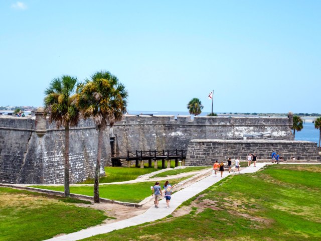 Visitors exploring Castillo de San Marcos National Monument