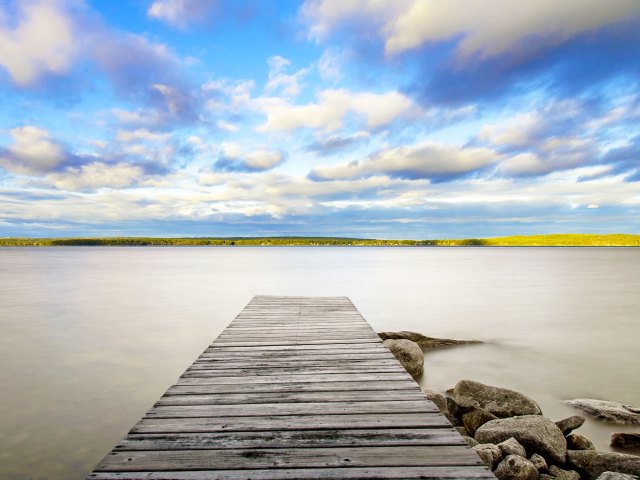 Pier extending into Maine lake