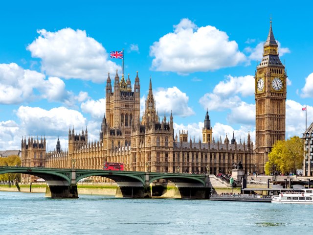 Big Ben, Parliament Building, and Thames River in London, England