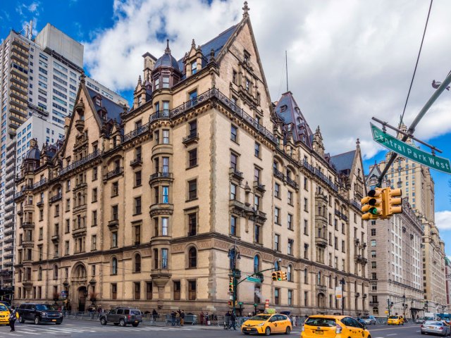 Street view of the Dakota apartment building in New York City