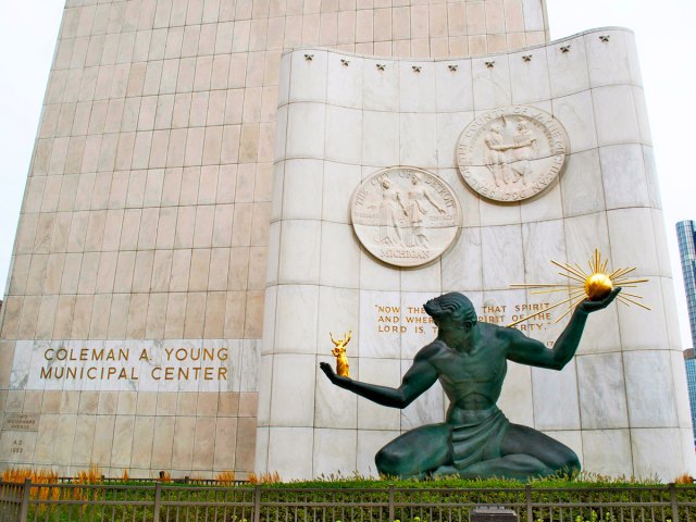 Image of the Spirit of Detroit statue in Michigan