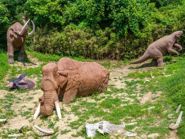 Megafauna diorama at Big Bone Lick State Historic Site in Kentucky