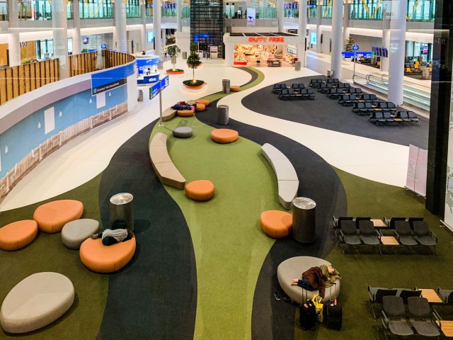 Aerial view of passenger lounge area at Istanbul Airport