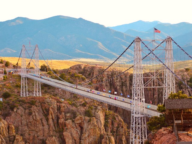 Aerial view of the Royal Gorge Bridge in Colorado