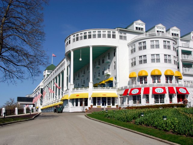 Driveway leading to Grand Hotel in Mackinac Island, Michigan