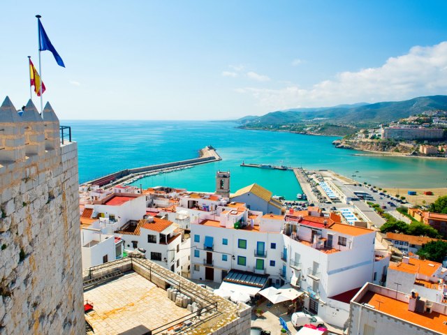 Coastline of Costa del Azahar, Spain, seen from castle tower