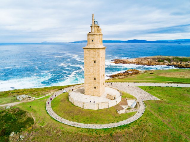 Aerial view of Tower of Hercules in Spain