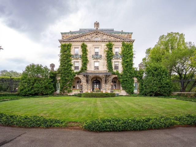 Exterior and lush grounds of John Rockefeller's Kykuit estate in Sleepy Hollow, New York