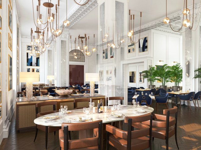 Restaurant inside the historic Fairmont Breakers Hotel in Long Beach, California