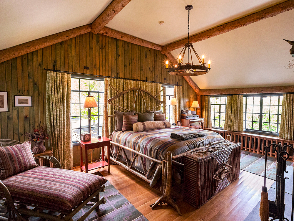 Guest room interior at the Point resort in New York