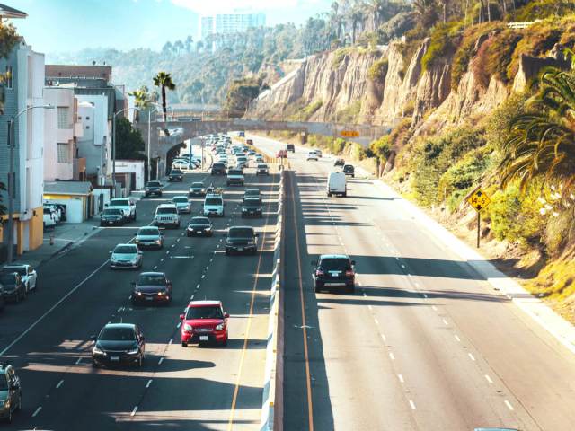 Highway in Malibu, California, seen from above