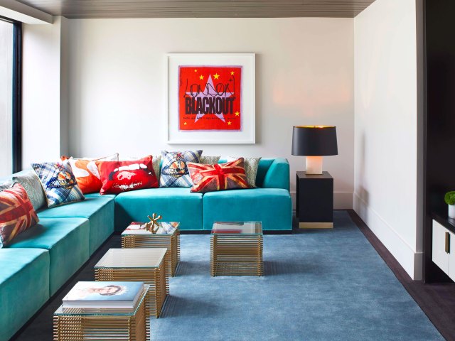 Sitting area in the Penthouse Suite at the London West Hollywood in Los Angeles, California