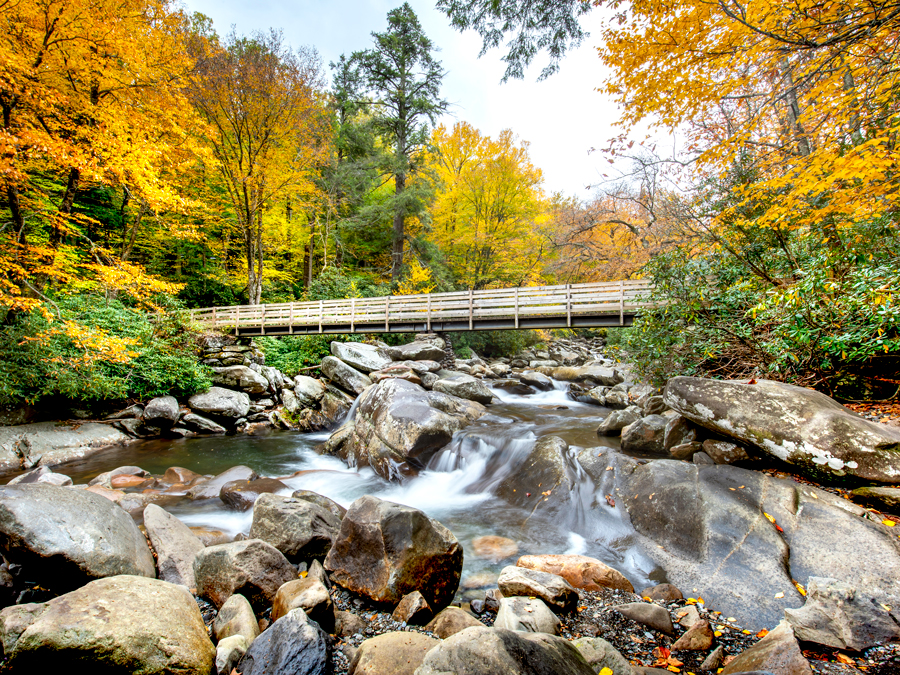 Bridge over river near Gatlinburg, Tennessee