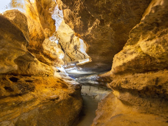 Winding cave path leading to Ruby Falls in Tennessee