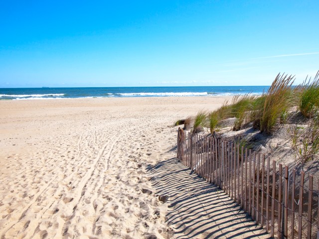 Footprints in sand at Sandbridge Beach in Virginia