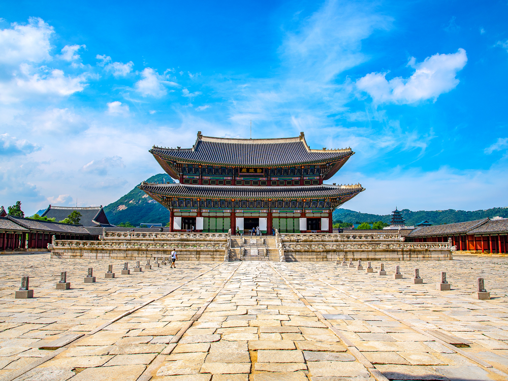 Plaza fronting Gyeongbokgung Palace in Seoul, South Korea