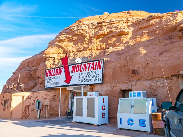 Utah's Hollow Mountain road stop carved into a mountainside