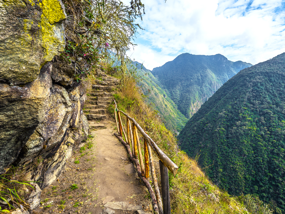 Hiking path along mountainside