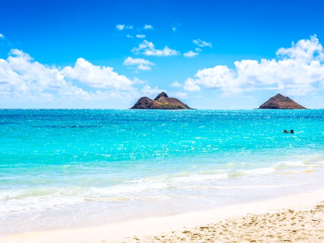 Aqua blue waters off Lanikai Beach in Hawaii