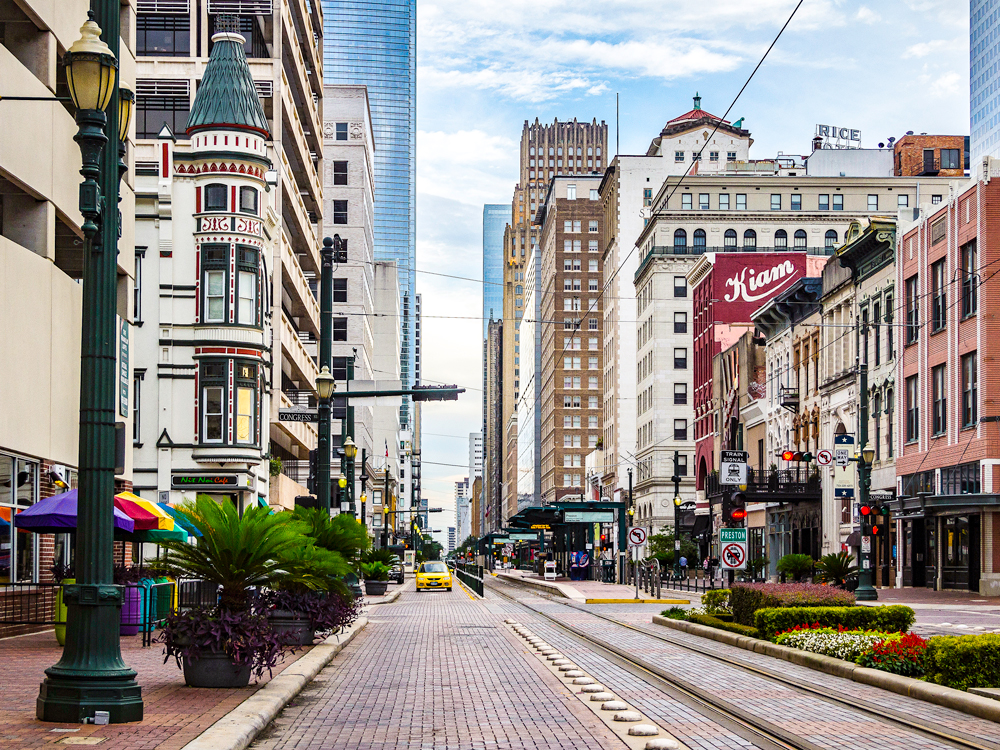 Street view of downtown Houston, Texas