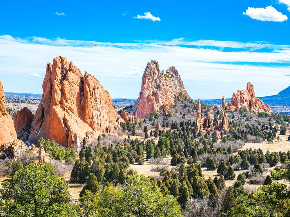 Craggy rock formations in Garden of the Gods outside of Colorado Springs, Colorado