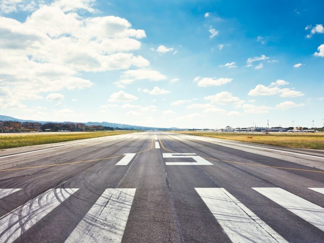 View from beginning of runway 15 from airplane