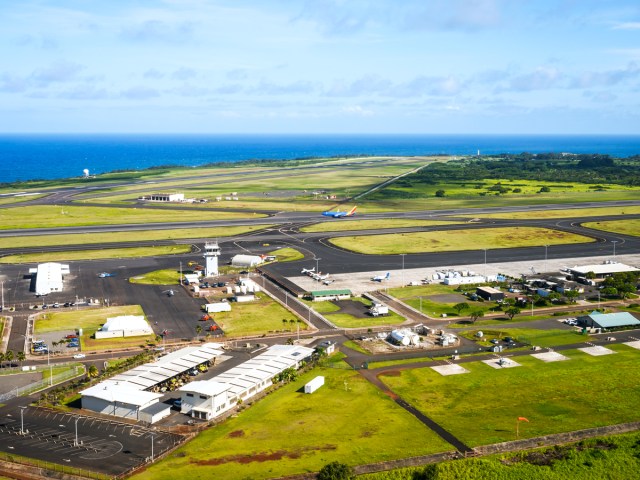 Aerial view of Lihue Airport on Kauai Island, Hawaii