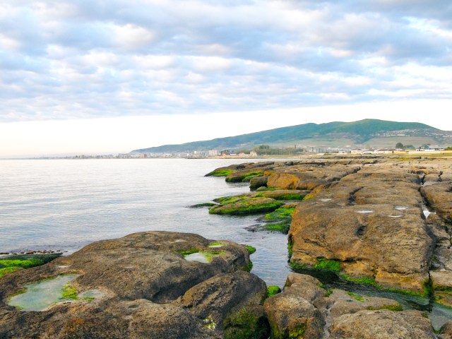 Rocky shores of the Caspian Sea