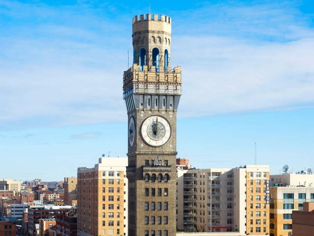 Bromo Seltzer Arts Tower against Baltimore skyline