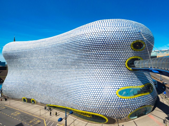 Futuristic, bulging shape of the Selfridges Building in Birmingham, England