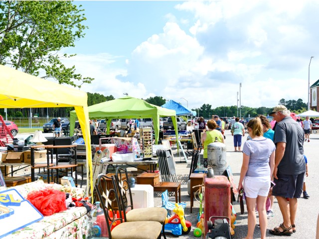 Shoppers perusing stalls at 301 Endless Yard Sale in North Carolina