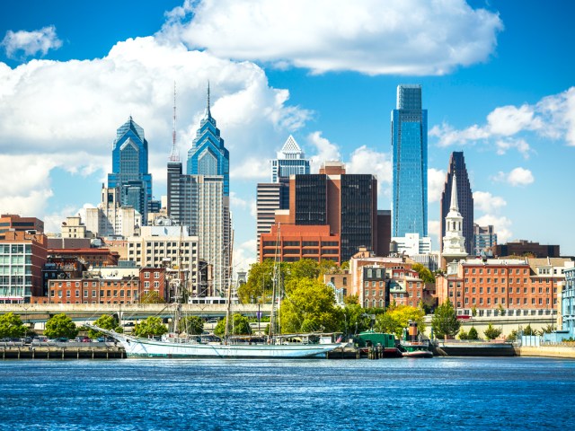 Skyline of Philadelphia seen across Delaware River