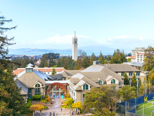 Sather Tower at the University of California, Berkeley, seen from a distance