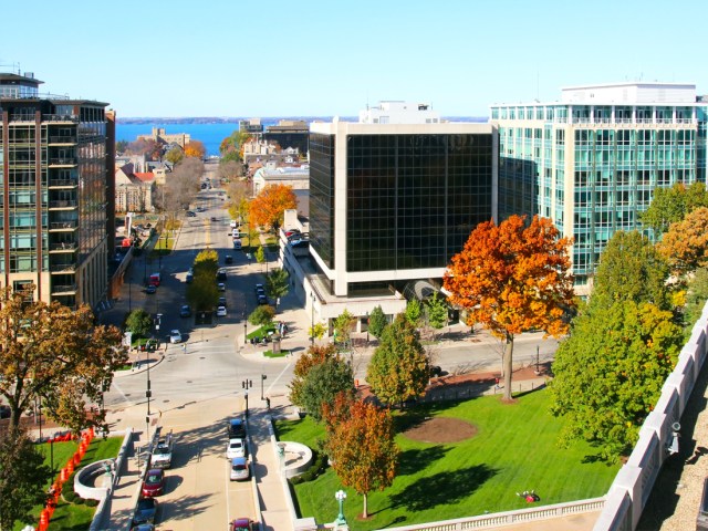 Aerial view of downtown Madison, Wisconsin