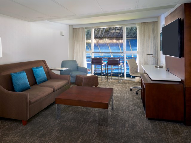 Hotel room with view inside Rogers Centre in Toronto, Ontario, Canada