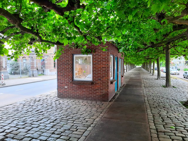 Brick foreman's house repurposed into Museum Perron Oost in Amsterdam, The Netherlands