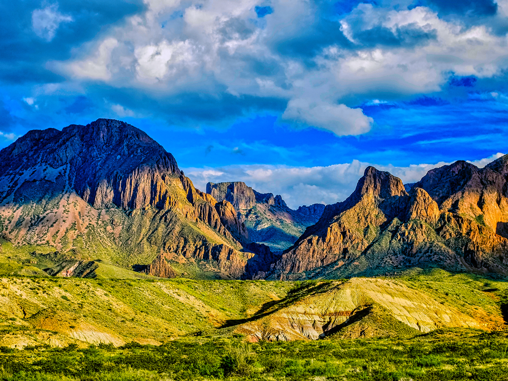 Chisos Mountains of Texas, seen at sunset