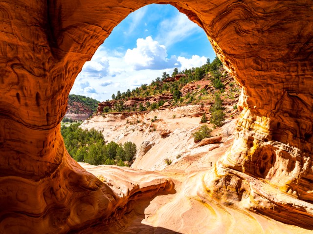 Natural arch in Zion Canyon, Utah