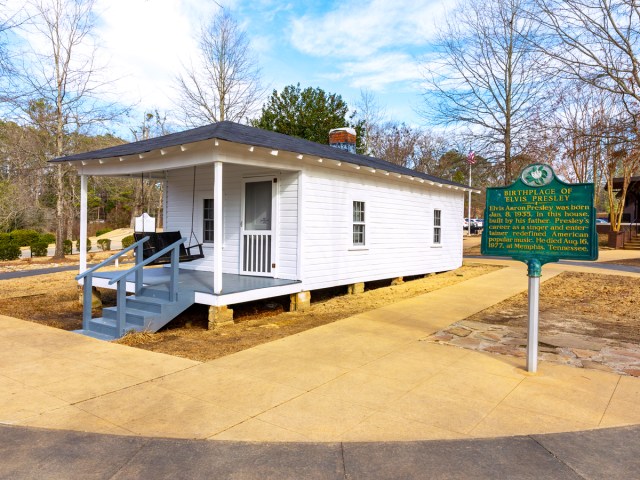 Humble white home where Elvis Presley once lived at the Elvis Presley Birthplace historic site