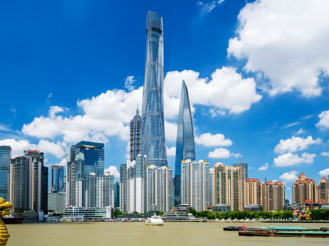 Shanghai Tower and Shanghai skyline with Huangpu River